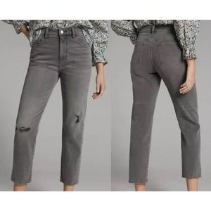 Anthropologie Pilcro Relaxed The Borrowed Boyfriend Gray Jeans Distressed Sz 30